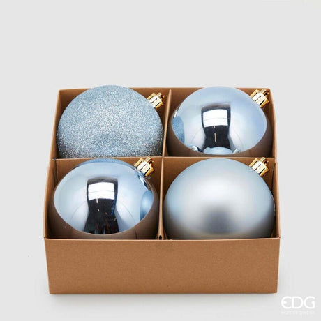 EDG Enzo De Gasperi Weihnachtskugeln Light Blue Ø10 cm – Set 4 Stk.