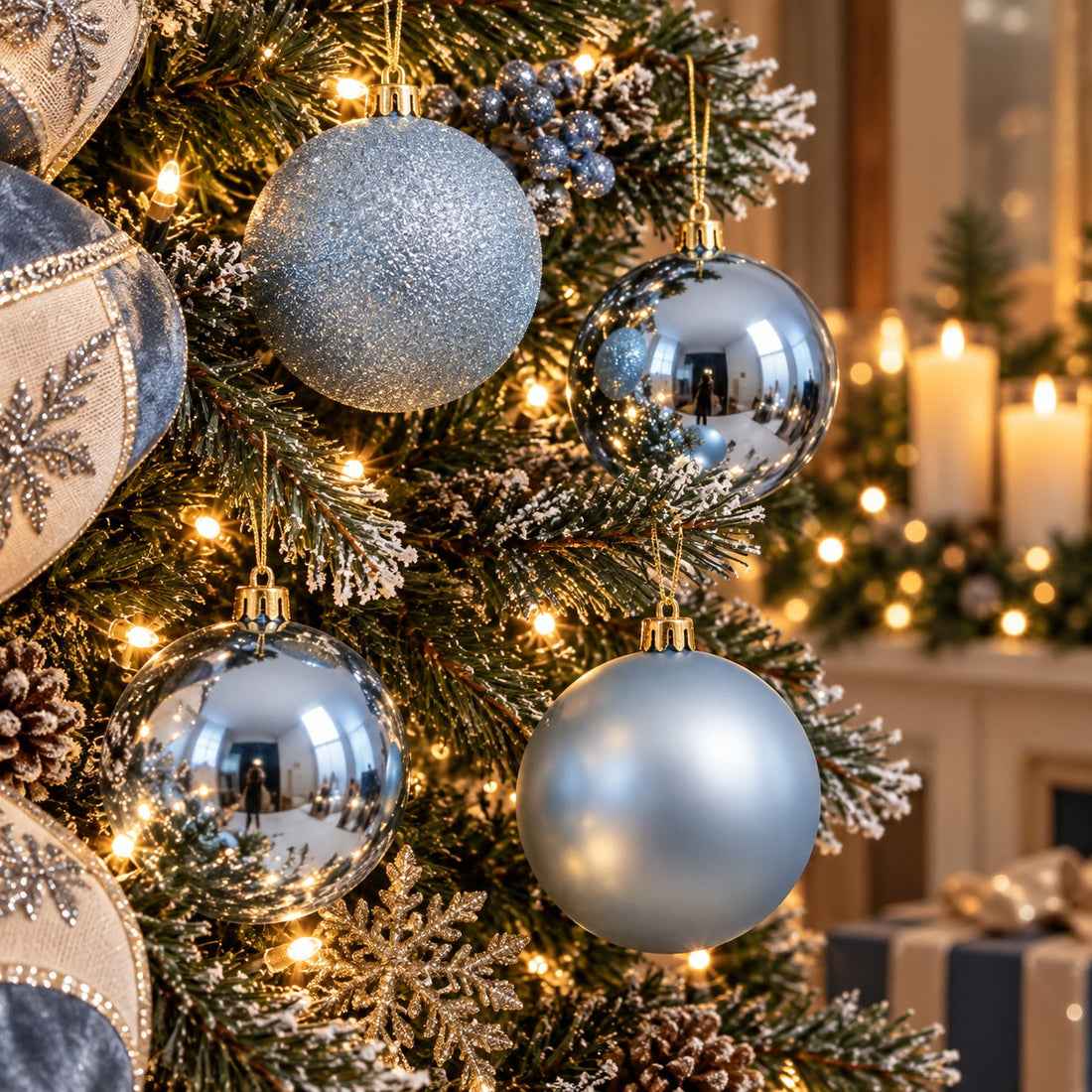 EDG Enzo De Gasperi Weihnachtskugeln Light Blue Ø10 cm – Set 4 Stk.