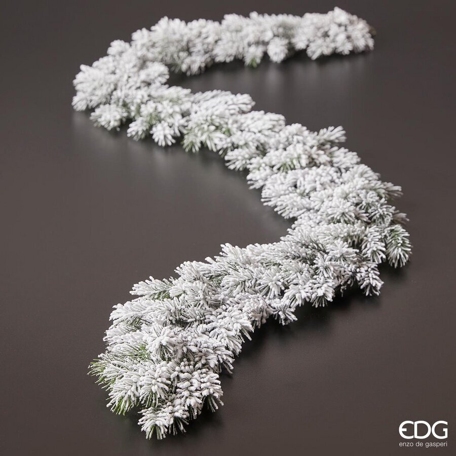EDG Enzo De Gasperi Festone di Pino Artificiale Innevato White Green L180 cm – Decorazione di Natale