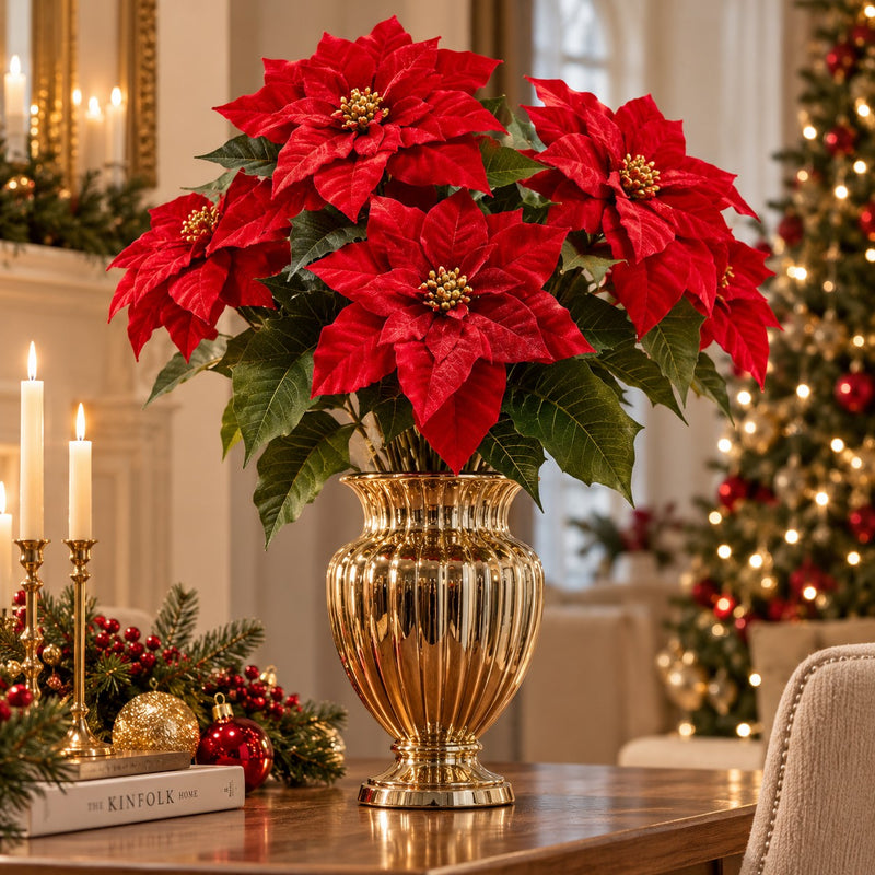 EDG Enzo De Gasperi Ramo Stella di Natale Bell Red H71 cm – Decorazione Natalizia