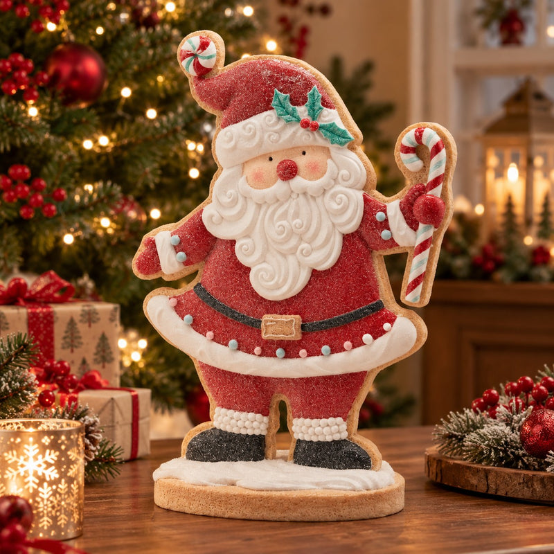 EDG Enzo De Gasperi Babbo Natale Marzapane H40 cm Bianco e Rosso – Decorazione Natalizia