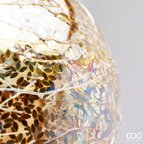 EDG Enzo De Gasperi Palla di Natale in Vetro Microfoglie Ø12 cm Oro – Addobbo per Albero di Natale