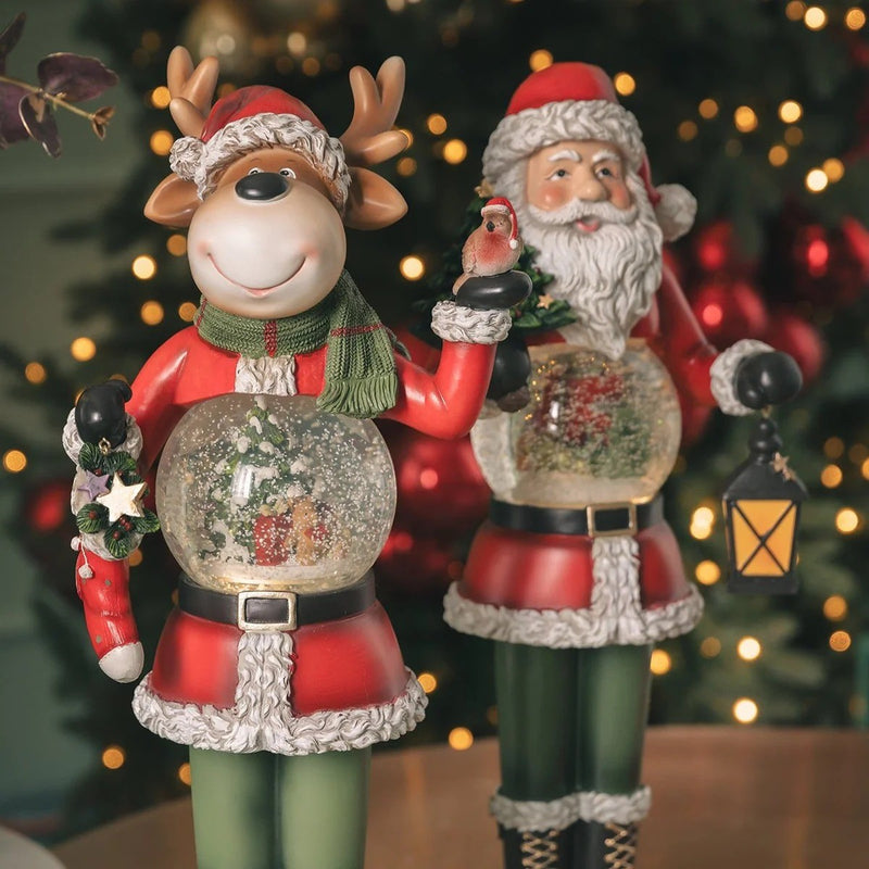 EDG Enzo De Gasperi Wasserkugel Weihnachtsmann Laterne mit LED H 50 cm D 13 cm Grün Rot