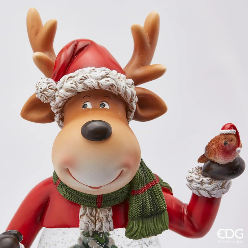 EDG Enzo De Gasperi Sferacqua Renna Weihnachten mit LED H 50 cm D 13 cm Grün Rot