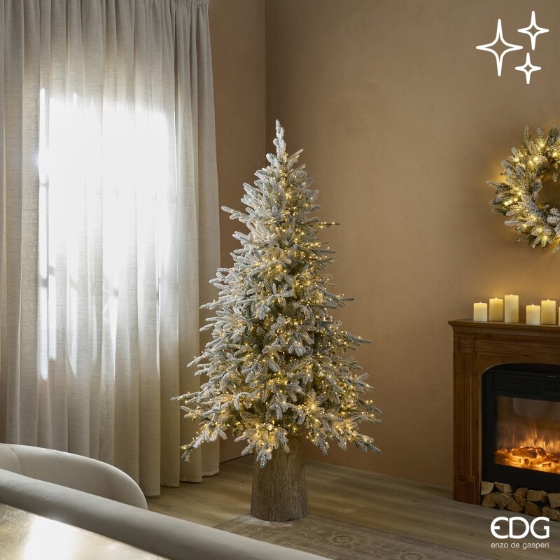 EDG Enzo De Gasperi Pino Cortina Innevato 1800 MiniLED H180 Ø125 cm Bianco Verde IP20 – Albero di Natale Luminoso