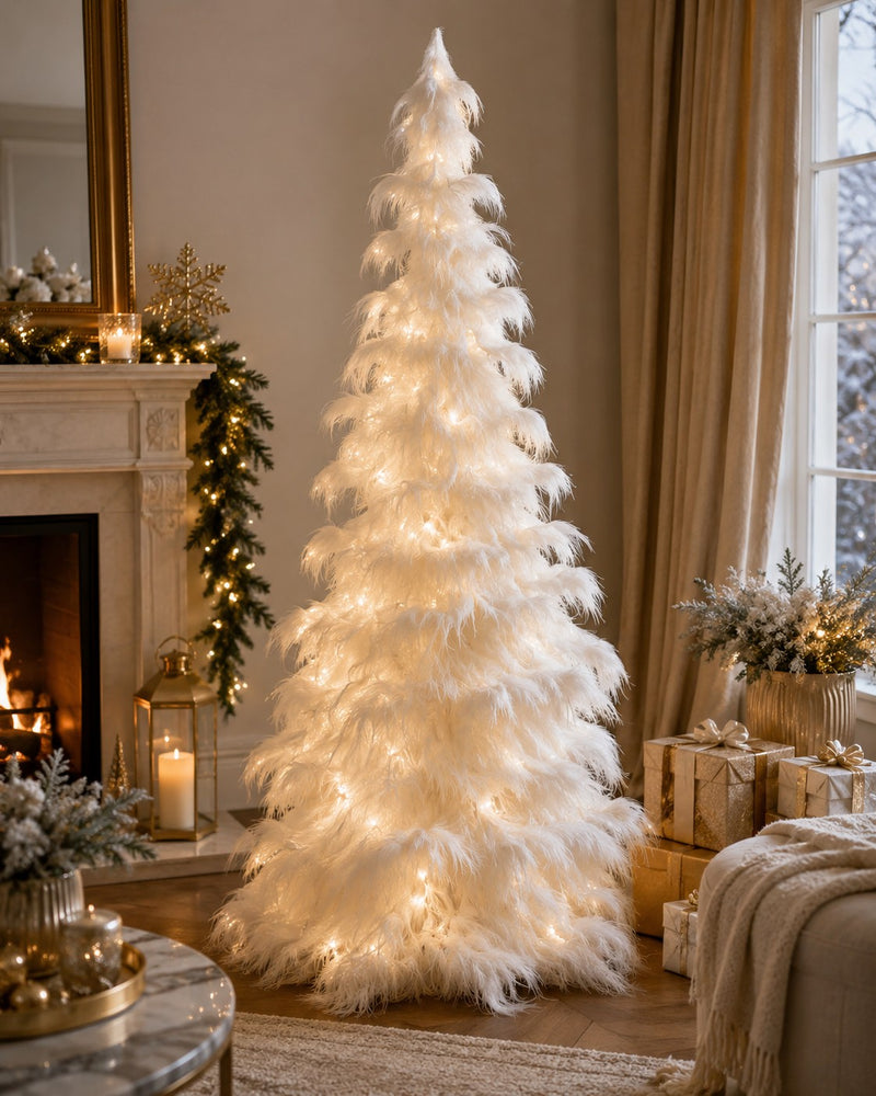 EDG Enzo De Gasperi Pino Furry Weiß H210 Ø100 cm – Weihnachtsbaum