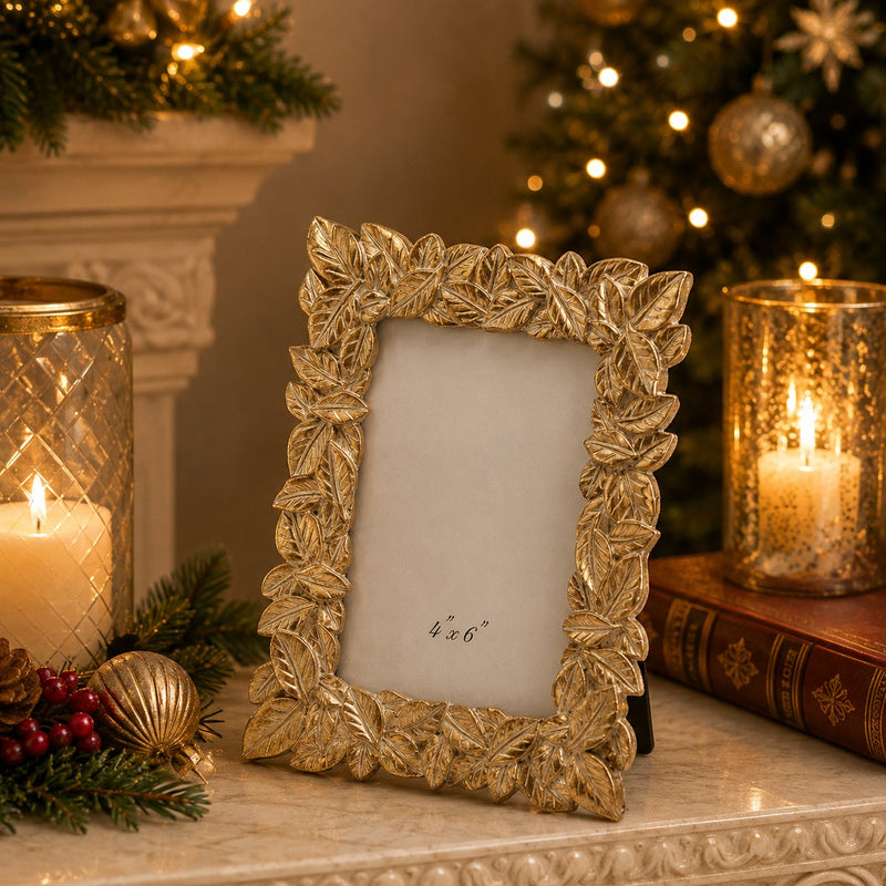 EDG Enzo De Gasperi Fotorahmen Weihnachten Foglie-Mix 20 x 16 cm Gold