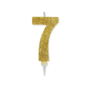 Big Party Kerze Nummer 7 Max Wachs Sweety Gold Glitter