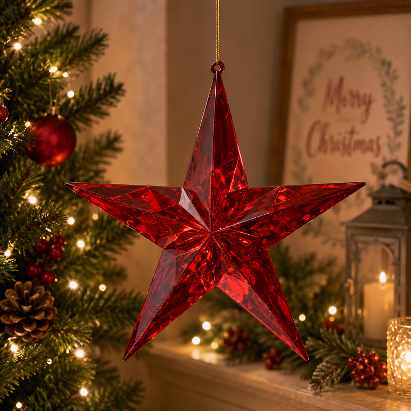 EDG Enzo De Gasperi Dekoration Diamant Weihnachtsstern Zum Aufhängen D 19,5 cm B 5 cm Rot