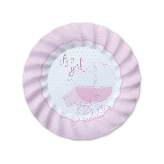 big party big party piatti carta d 20 cm its a girl cf 8 pz rosa ean 8020834745573