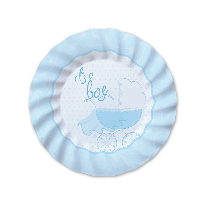 big party big party piatti carta its a boy d 20 cm cf 8 pz celeste ean 8020834745634