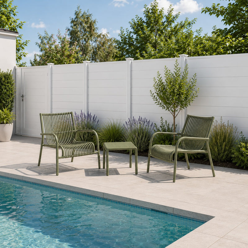 L'Arcolaio Gartensatz Ponza Grün: 2 Sessel und Beistelltisch UV-stabilisiert