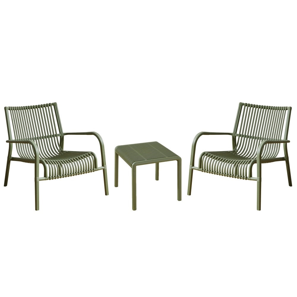 L'Arcolaio Gartensatz Ponza Grün: 2 Sessel und Beistelltisch UV-stabilisiert