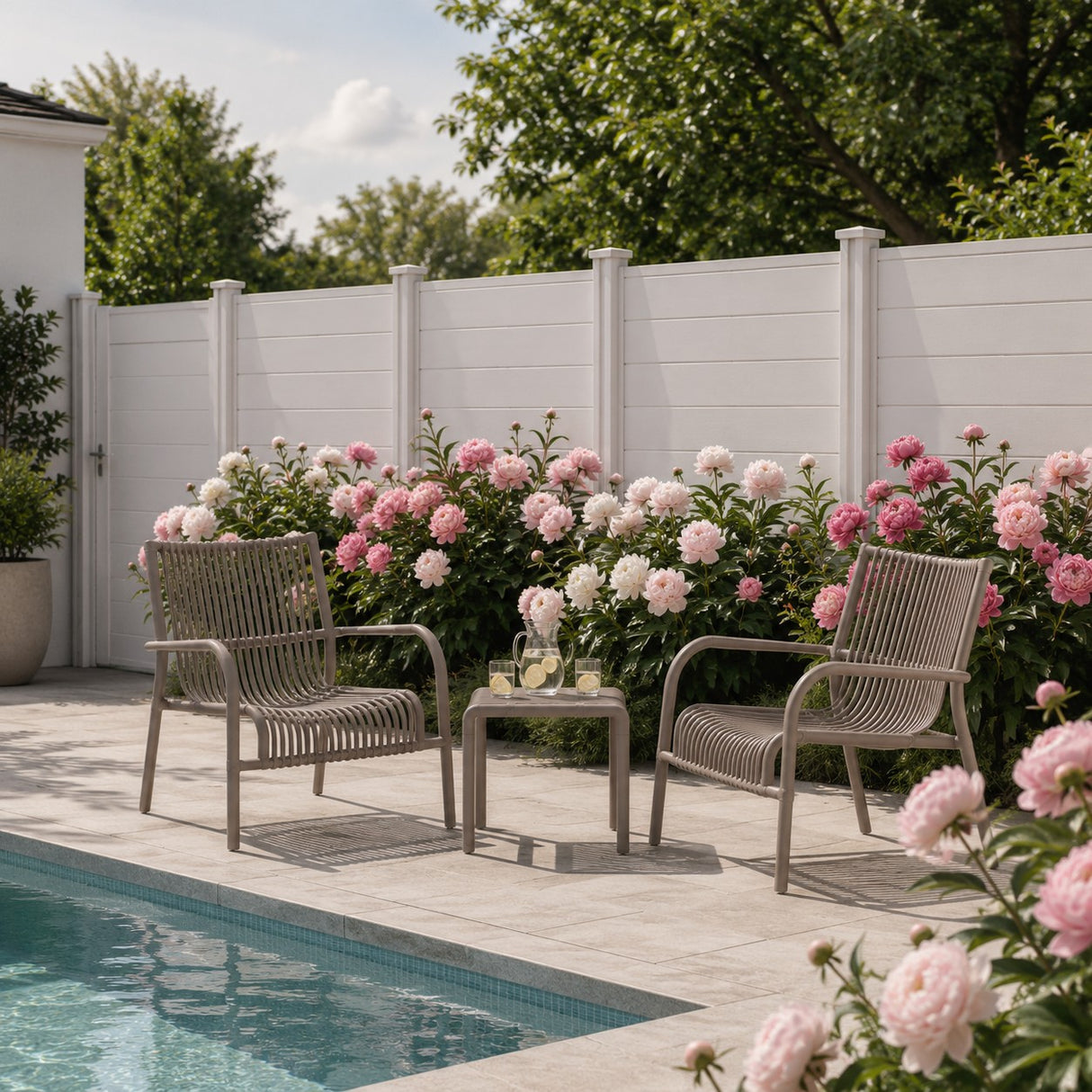 L'Arcolaio Set Giardino Ponza Tortora: 2 Poltrone e Tavolino UV