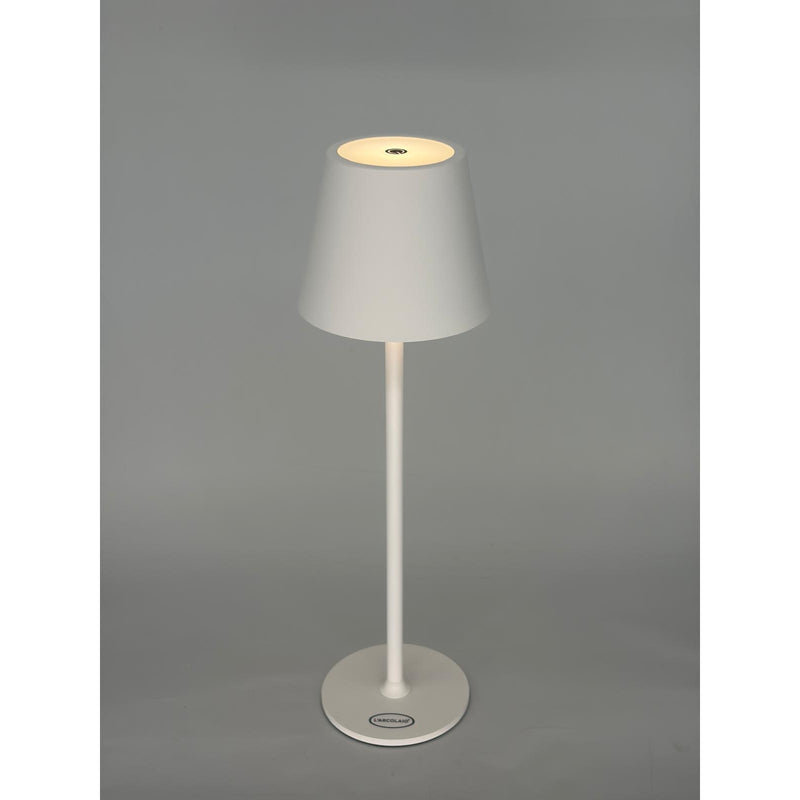 L'Arcolaio LED-Lampe Touch Wiederaufladbar H 38 cm 10 x 10 cm IP54 Round Pro Weiß