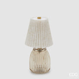 EDG Enzo De Gasperi Tischleuchte Plissee mit LED H 22 cm D 11,5 cm IP 20 Sand Geschenkbox