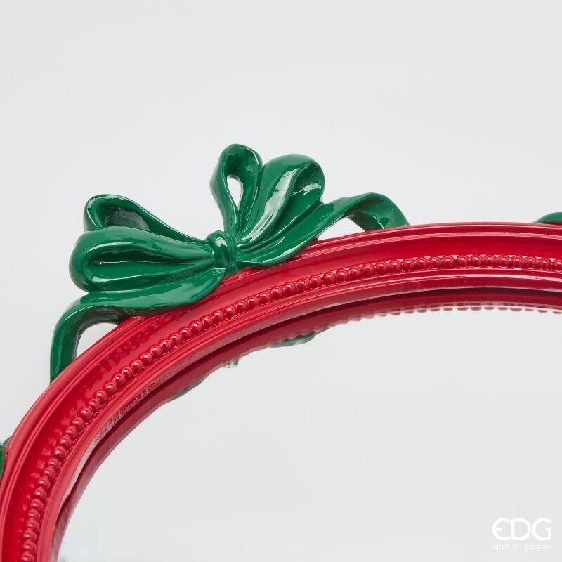 EDG Enzo De Gasperi Vassoio Decorativo Ovale con Fiocchi 37 cm Rosso Mix – Decorazione Natalizia