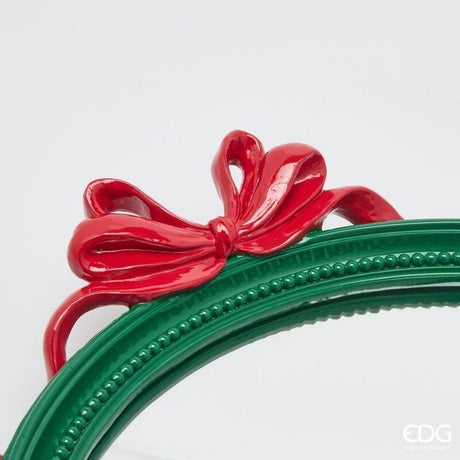 EDG Enzo De Gasperi Ovales Dekoratableau mit Schleifen Grün Rot – Weihnachtsdekoration