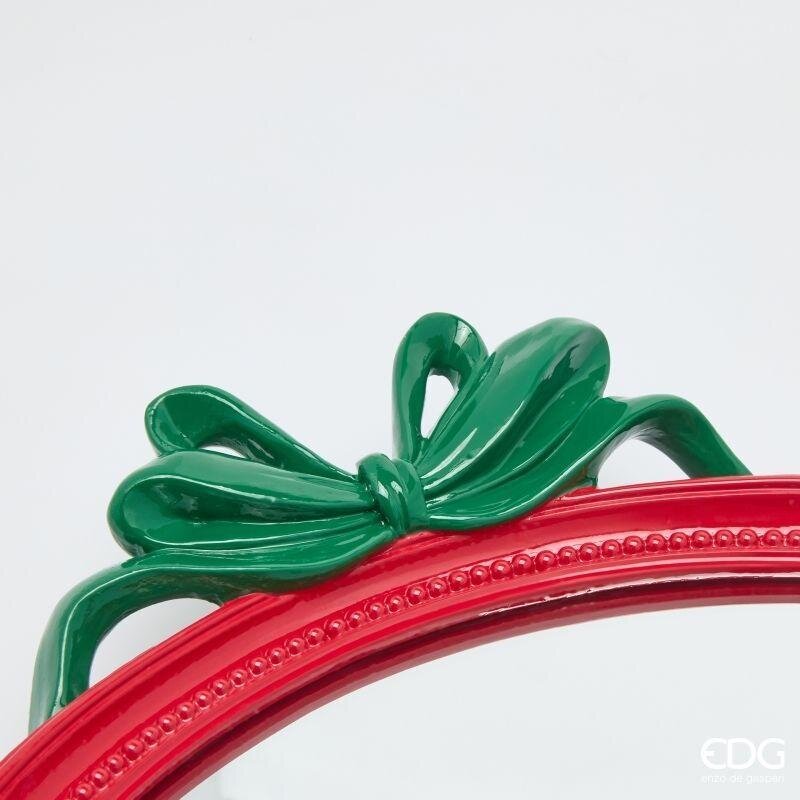 EDG Enzo De Gasperi Vassoio Decorativo Ovale con Fiocchi 51 cm Rosso Mix – Decorazione Natalizia