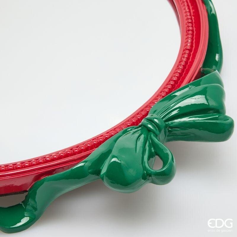 EDG Enzo De Gasperi Vassoio Decorativo Ovale con Fiocchi 51 cm Rosso Mix – Decorazione Natalizia