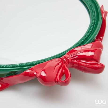 EDG Enzo De Gasperi Dekorative ovale Serviertablett mit Schleifen 51 cm Grün Rot – Weihnachtsdeko