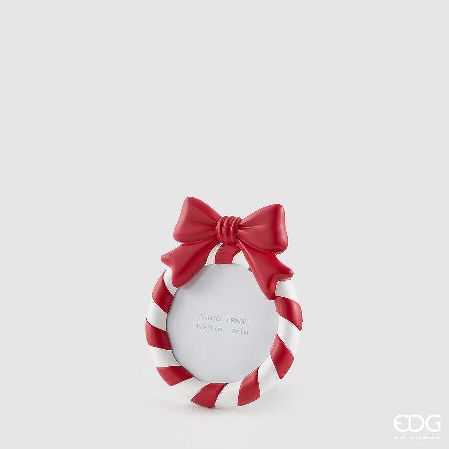 EDG Enzo De Gasperi Portafoto con Fiocco White Red 13x2,5xH16,5 cm – Decorazione di Natale