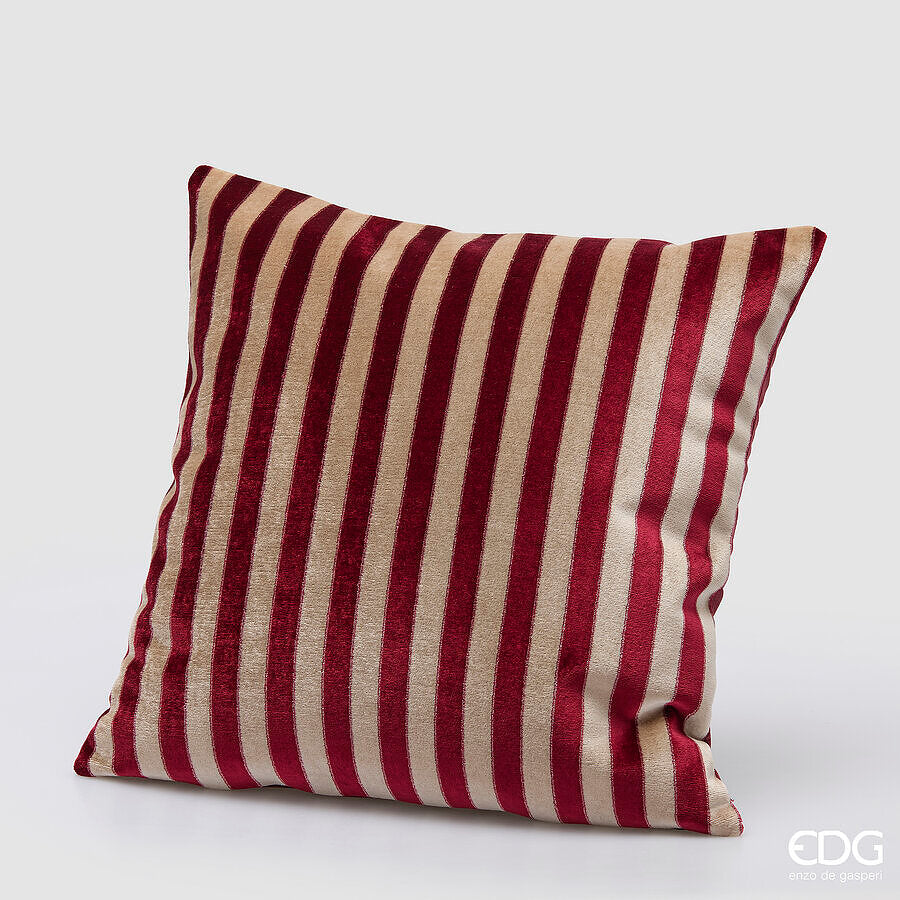 EDG Enzo De Gasperi Cuscino Natalizio a Righe 45x45 cm Bordeaux – Cuscino Decorativo di Natale
