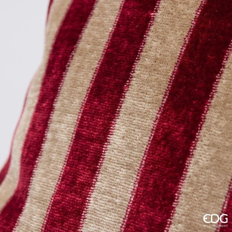 EDG Enzo De Gasperi Cuscino Natalizio a Righe 45x45 cm Bordeaux – Cuscino Decorativo di Natale