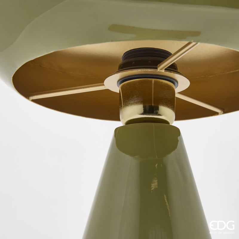EDG Enzo De Gasperi Lampada da Tavolo Fungo Glossy Olive H40 Ø26 cm IP20 – Uso Interno