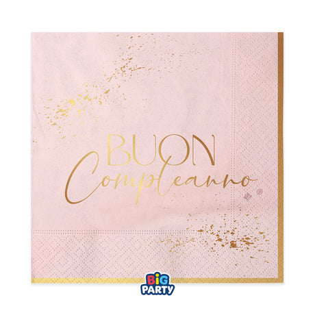 big party big party tovaglioli carta buon compleanno blush rose 33 x 33 cm cf 16 pz rosa ean 8020834766097