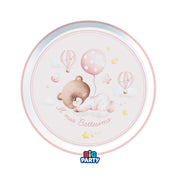 Big Party Pappteller Taufe Bär D 18 cm Pack 6 Stk Rosa
