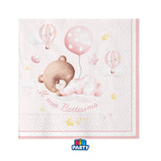 Big Party Servietten Taufe Bär 25 x 25 cm Packung 16 Stk Rosa
