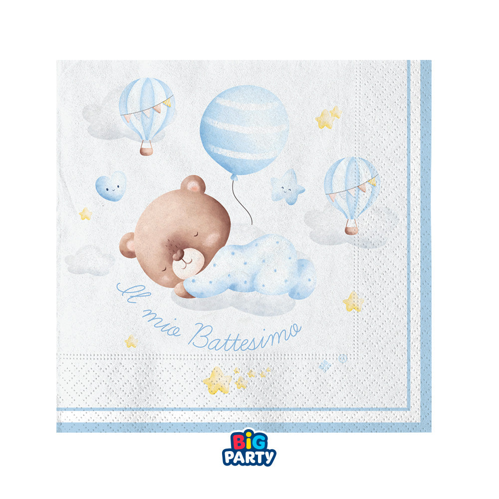 big party big party tovaglioli carta battesimo bear 25 x 25 cm cf 16 pz celeste ean 8020834767322