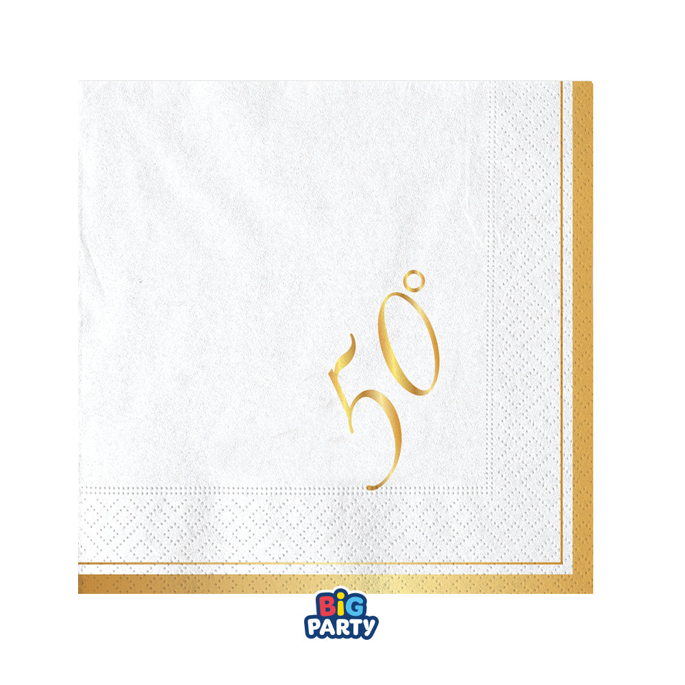 big party big party tovaglioli carta 50 anniversario 25 x 25 cm cf 16 pz bianco oro ean 8020834767636