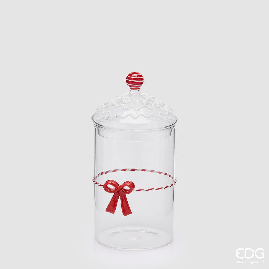 EDG Enzo De Gasperi Behälter Zylinder mit roter Schleife H22 Ø10 cm – Weihnachtsdeko