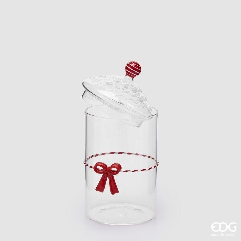EDG Enzo De Gasperi Behälter Zylinder mit roter Schleife H22 Ø10 cm – Weihnachtsdeko