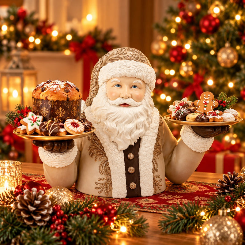 Bizzotto Tablett 2-stöckig Clowne Weihnachtsmann Beige H 49,1 cm – Weihnachtliche Etagere