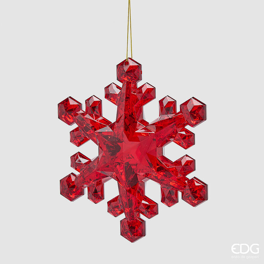 EDG Enzo De Gasperi Dekoration Schneeflocke zum Aufhängen Rot H23,5 cm – Weihnachtsschmuck