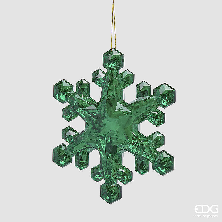 EDG Enzo De Gasperi Schneeflocke Deko mit Diamanten Grün H23,5 cm zum Aufhängen – Weihnachtsschmuck