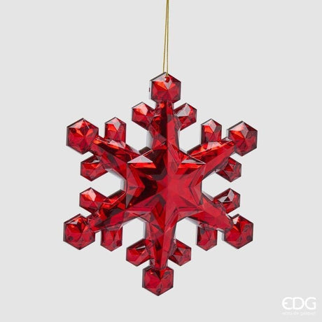 EDG Enzo De Gasperi Dekoration Schneeflocke zum Aufhängen Rot H23,5 cm – Weihnachtsschmuck