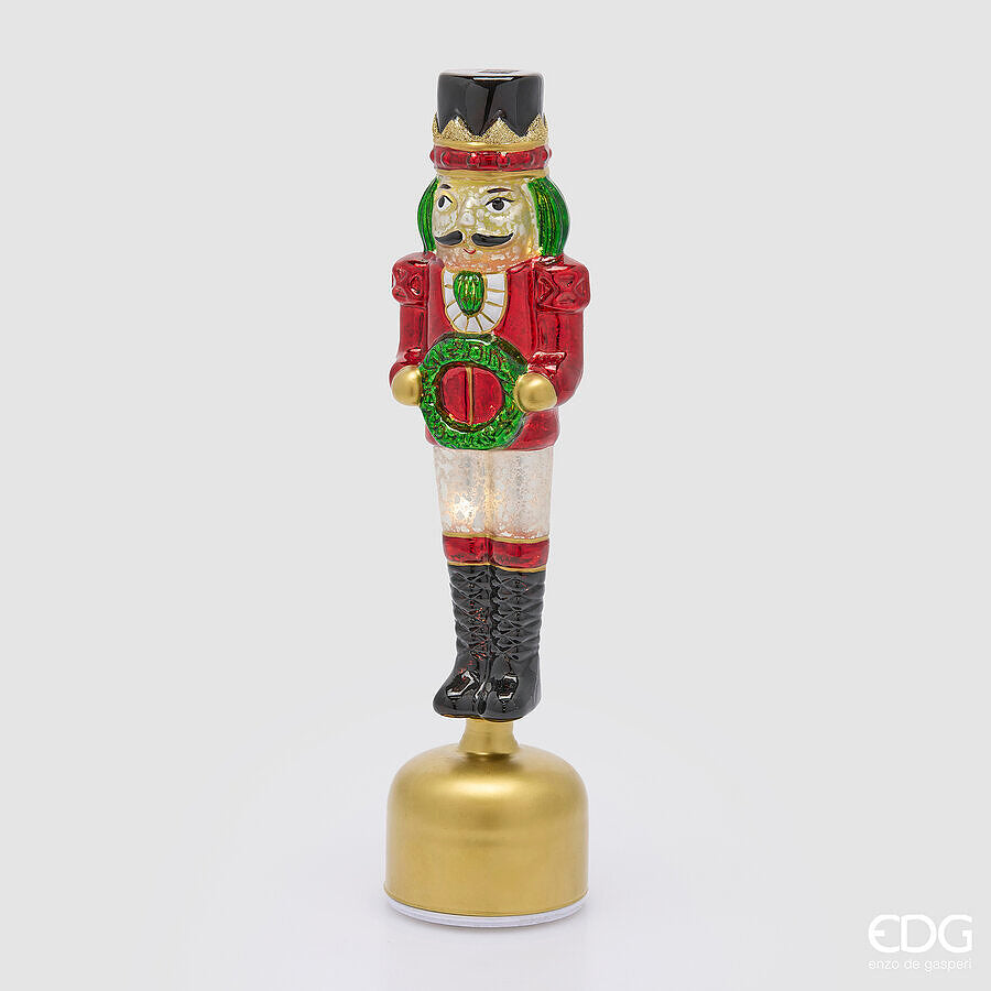 EDG Enzo De Gasperi Soldatino Twist Green Red mit MicroLED und Bewegung H36 Ø9 cm – Weihnachtsdekoration