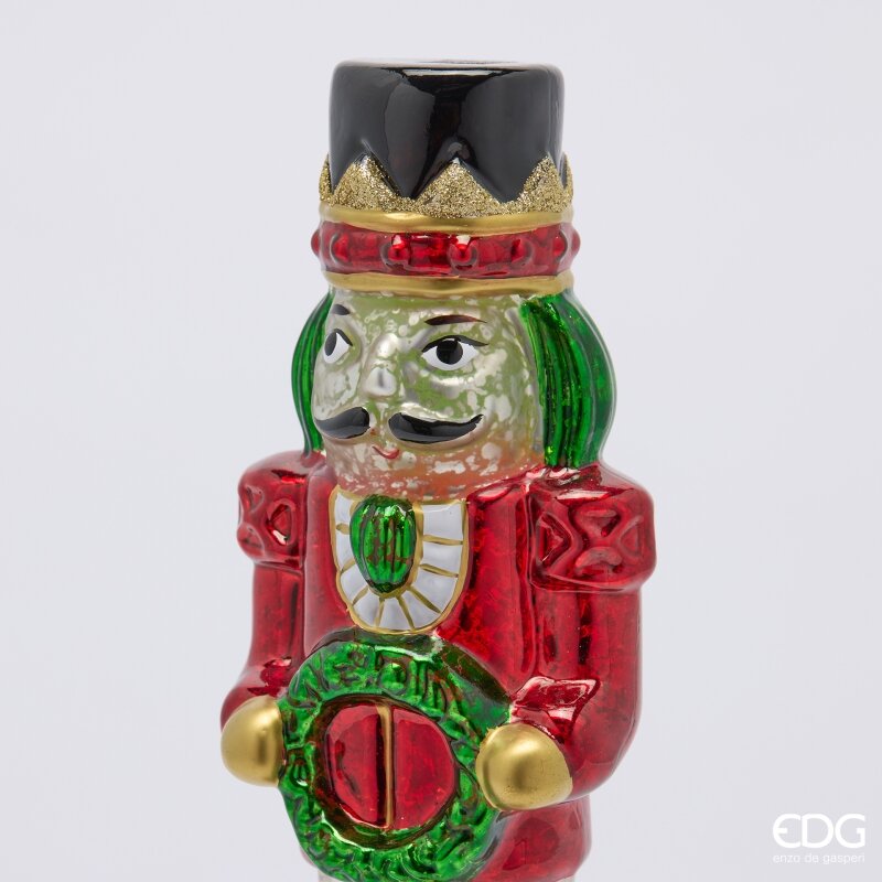 EDG Enzo De Gasperi Soldatino Twist Green Red mit MicroLED und Bewegung H36 Ø9 cm – Weihnachtsdekoration