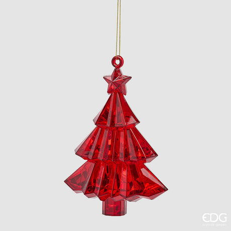 EDG Enzo De Gasperi Diamant-Deko Kiefernzweig zum Aufhängen Rot 17x13x6 cm – Weihnachtsdekoration