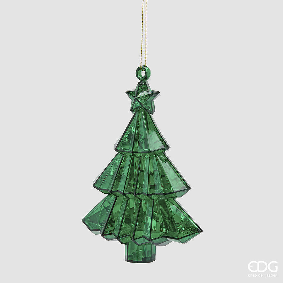 EDG Enzo De Gasperi Diamant-Dekoration Kiefer zum Aufhängen Grün 17x13x6 cm – Weihnachtsschmuck