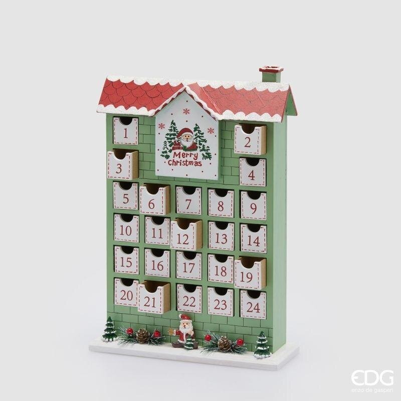 EDG Enzo De Gasperi Casetta Avvento Natalizia H35,5x25x9,5 cm Verde Chiaro – Decorazione di Natale