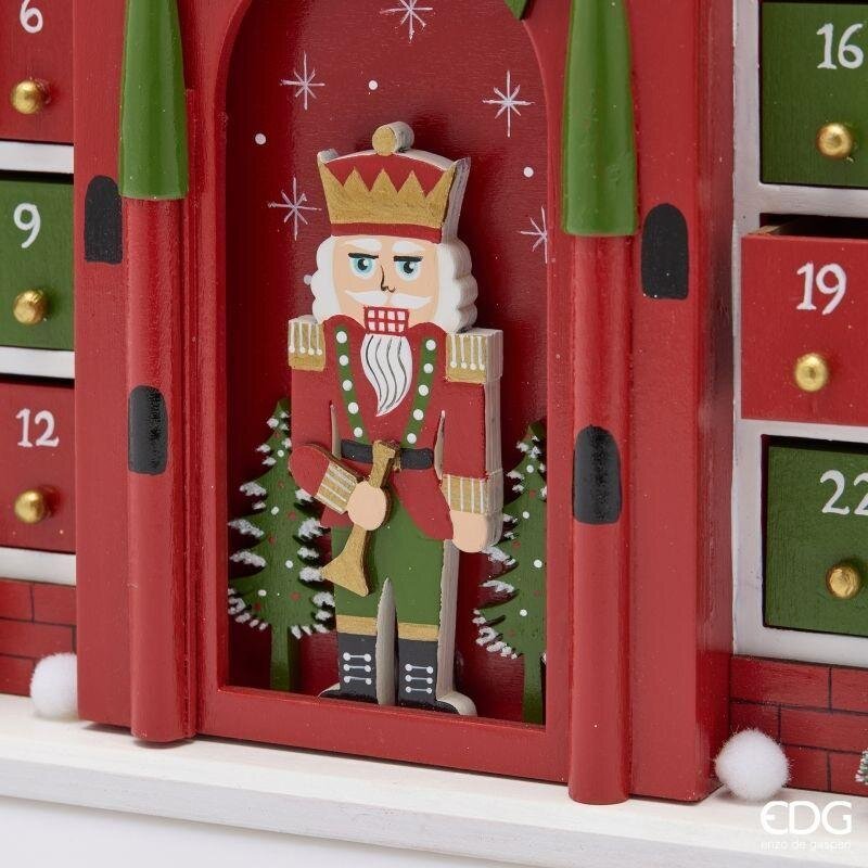 EDG Enzo De Gasperi Casetta Avvento Natalizia H44 cm Verde Rosso – Decorazione di Natale