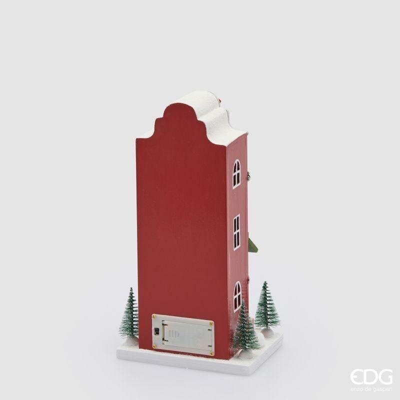 EDG Enzo De Gasperi Diorama Casetta Natalizia LED H27,5 cm Verde Rosso – Decorazione di Natale