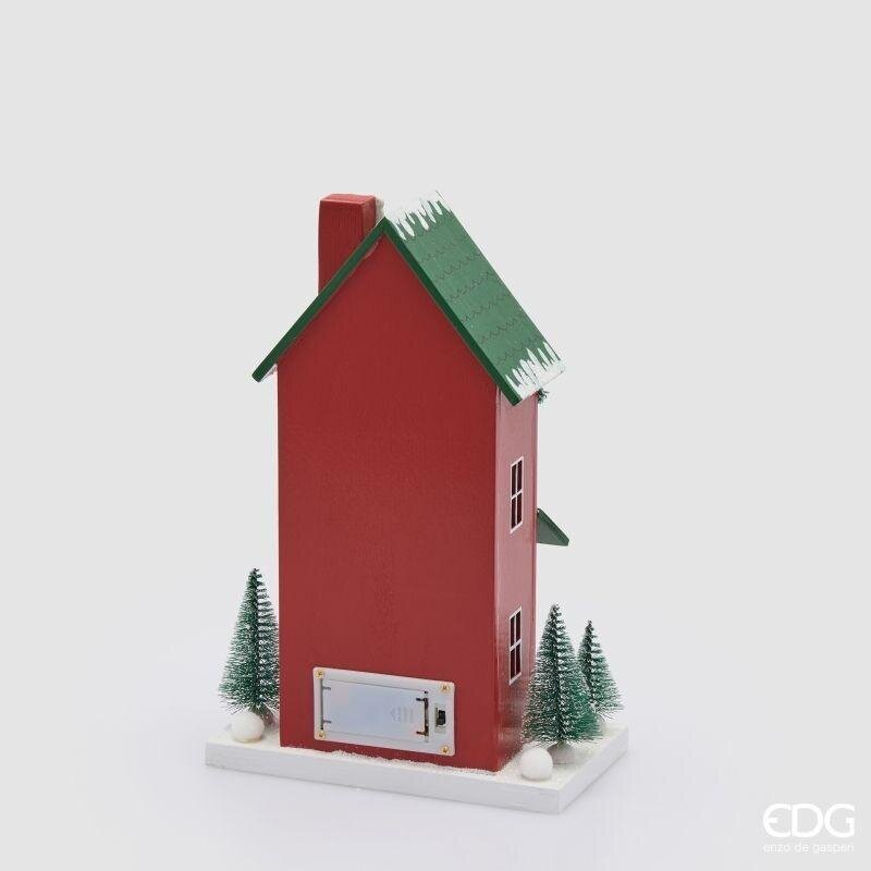 EDG Enzo De Gasperi Casetta Natalizia LED in Legno H27,5 cm Verde Rossa – Decorazione di Natale