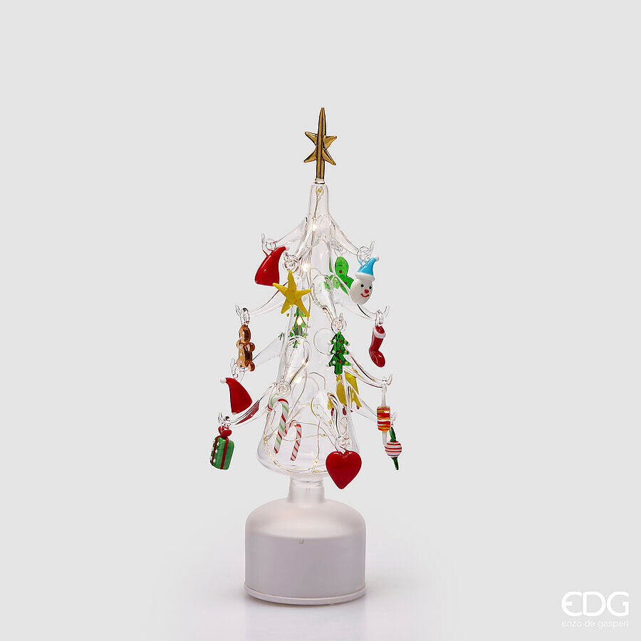 EDG Enzo De Gasperi Pino Twist Natalizio con Decori LED H36 Ø9 cm Multicolor con Movimento e Luci