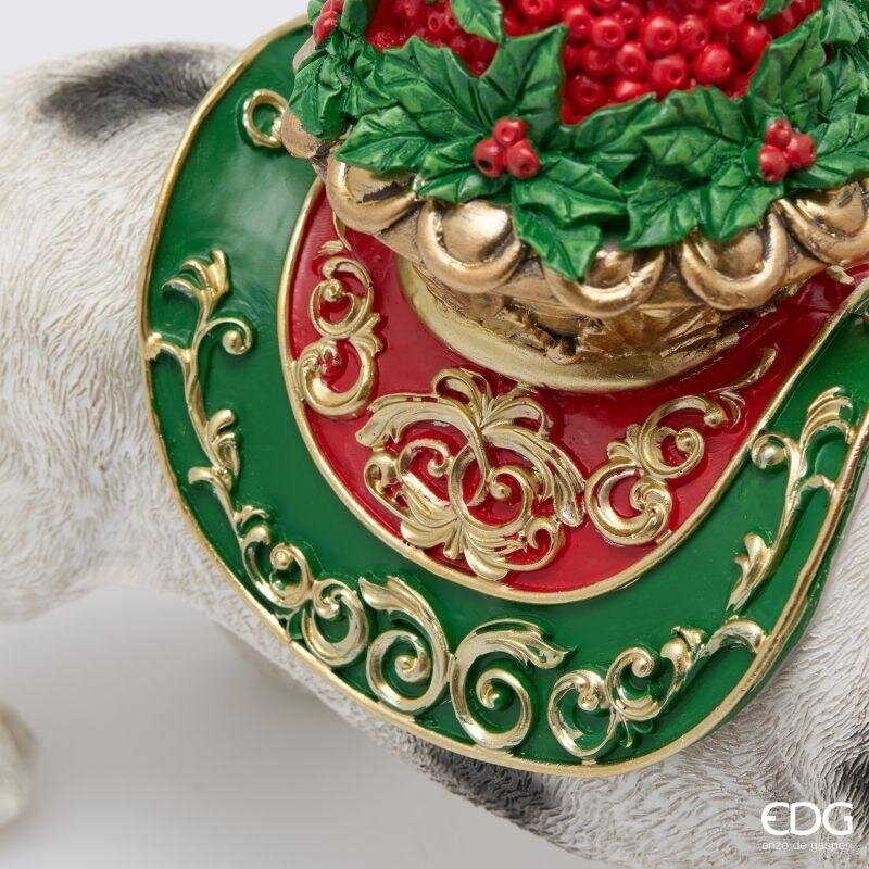 EDG Enzo De Gasperi Cane Dalmata con Pino H27x30x10,5 cm Bianco Rosso – Decorazione Natalizia